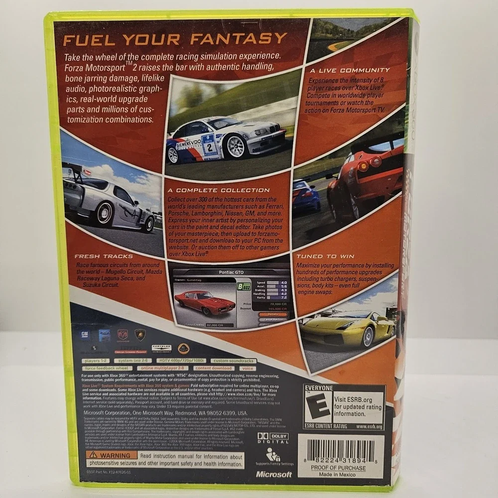 Forza Motorsport 2 Xbox 360 Complete Turn 10‎ Racing Game Microsoft